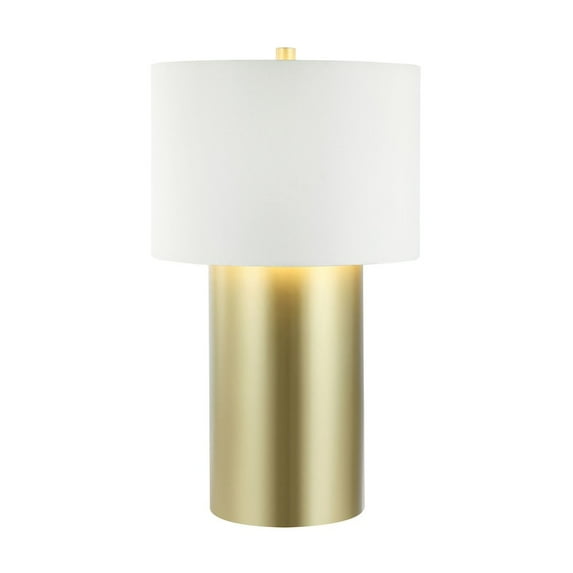 Varaluz Secret Agent 1-Lt Table Lamp - Painted Gold/White Leather