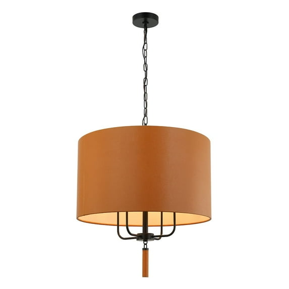 Varaluz Secret Agent 4-Lt Pendant - Black/Camel Leather