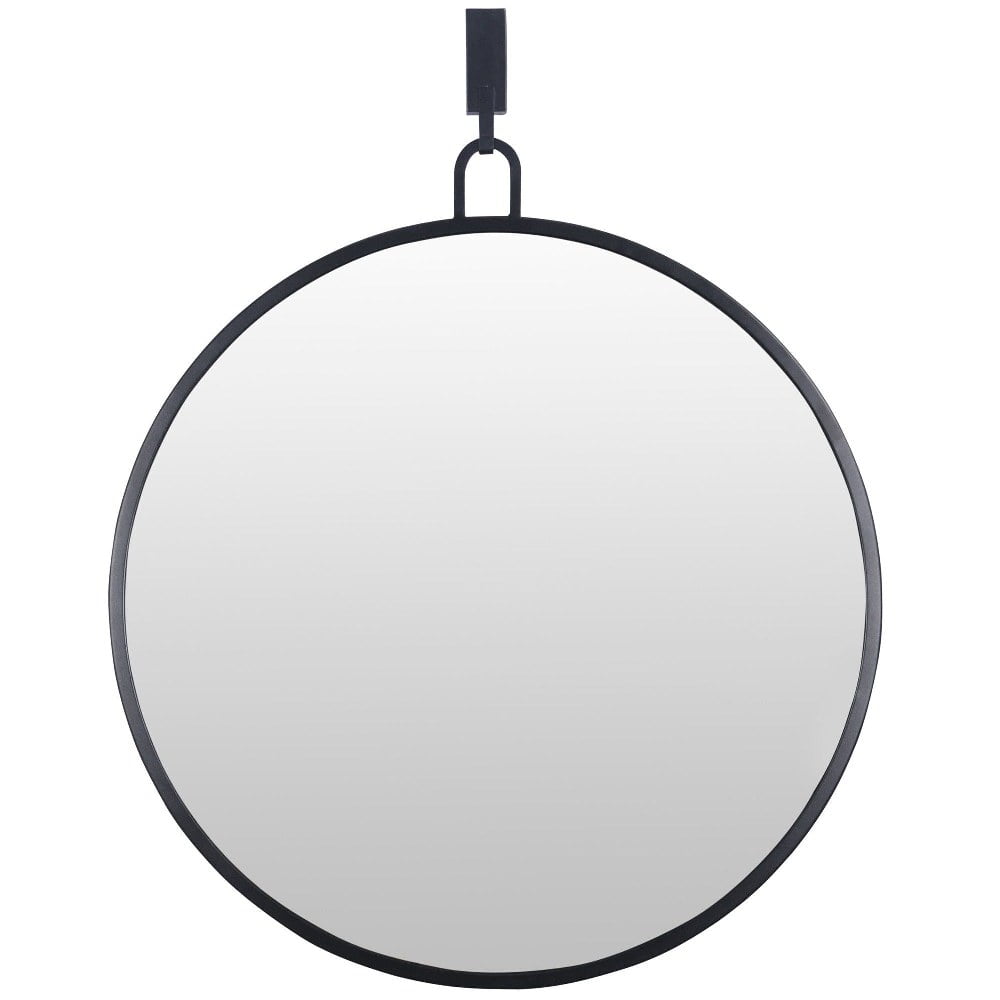 Stopwatch-Inspired 30" Round Black Steel Accent Mirror