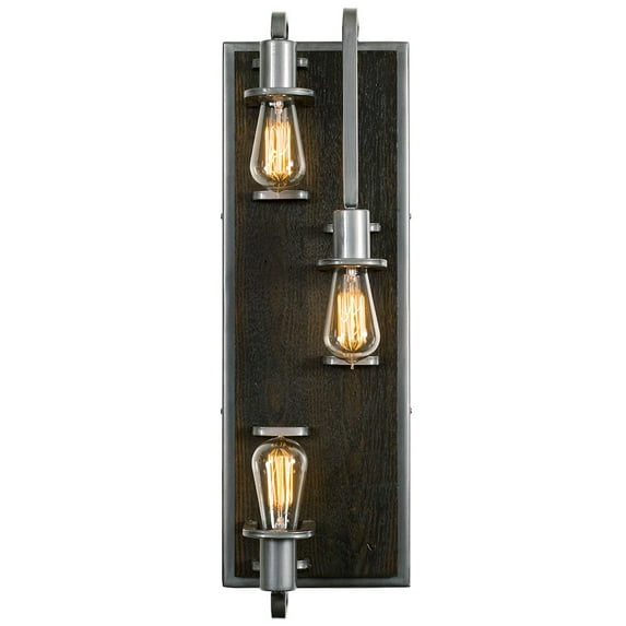 Varaluz Lofty 3-Lt Sconce - Steel/Zebrawood