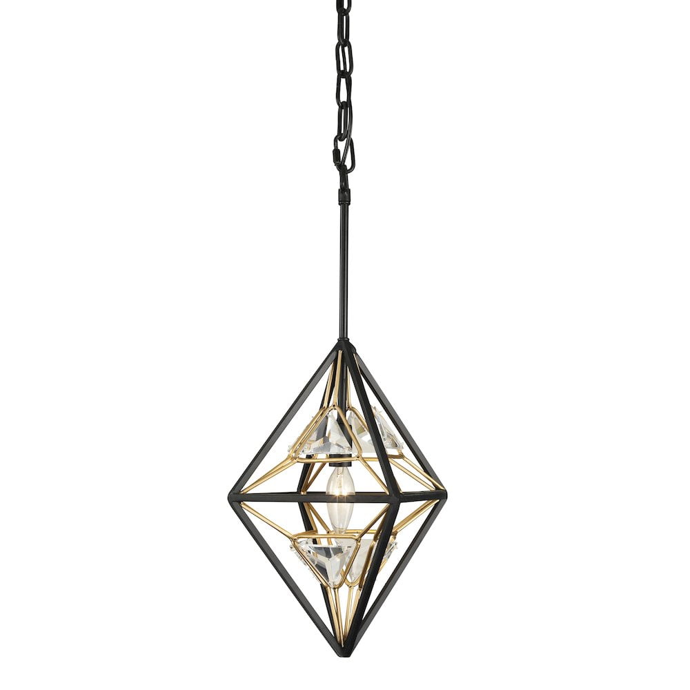 Marcia Matte Black and Gold Crystal Mini Pendant