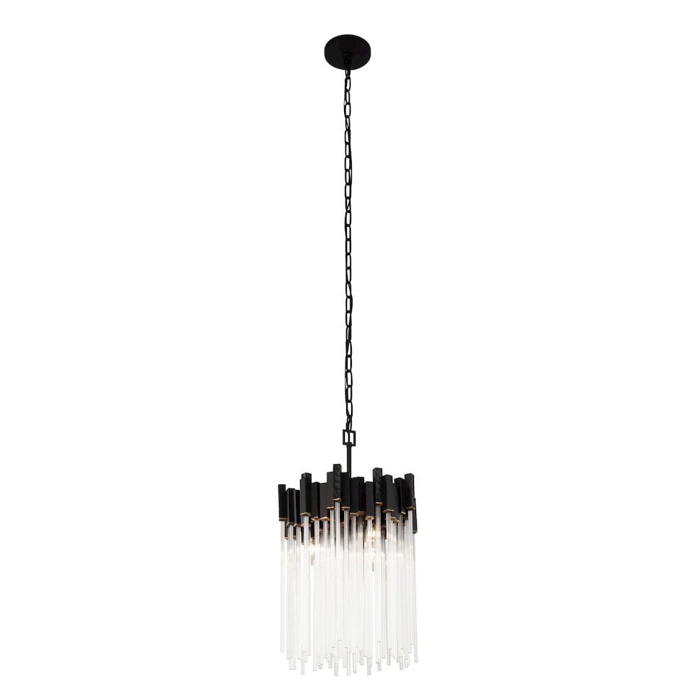 Matrix Matte Black and French Gold Glass Pendant Light