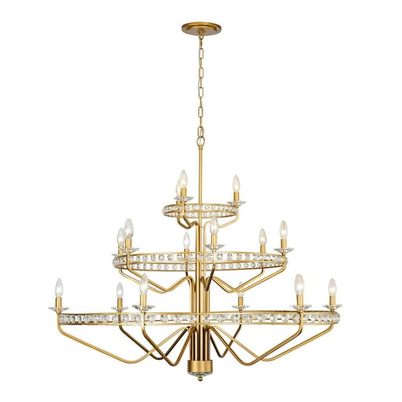 Varaluz Monroe 15-Lt 3-Tier Chandelier - Antique Gold