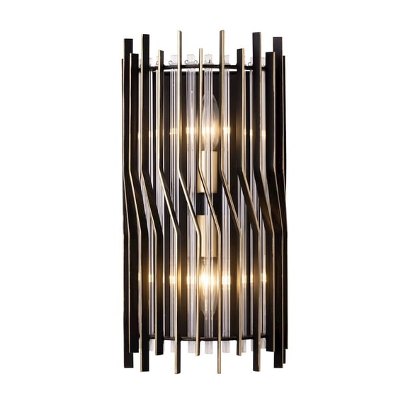Varaluz Park Row 2-Lt   Sconce - Matte Black/French Gold