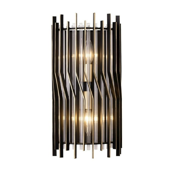 Varaluz Park Row 2-Lt Sconce - Matte Black/French Gold