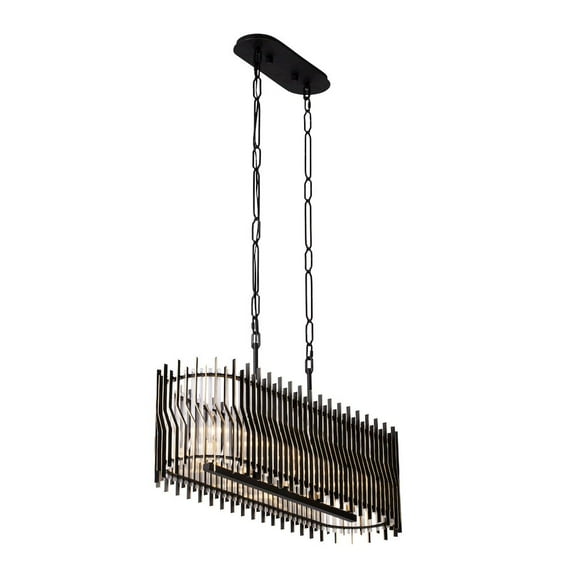 Varaluz Park Row 5-Lt Linear Pendant - Matte Black/French Gold