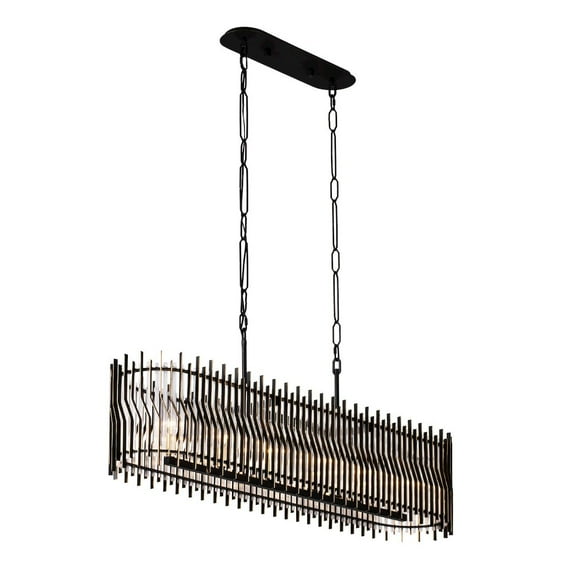 Varaluz Park Row 6-Lt Linear Pendant - Matte Black/French Gold
