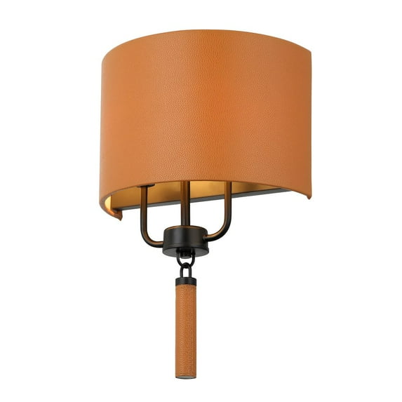 Varaluz Secret Agent 2-Lt Sconce - Black/Camel Leather