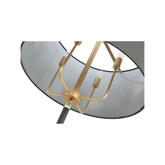 Varaluz Secret Agent 4-Lt Pendant - Painted Gold/Black Leather