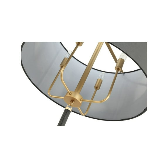 Varaluz Secret Agent 4-Lt Pendant - Painted Gold/Black Leather