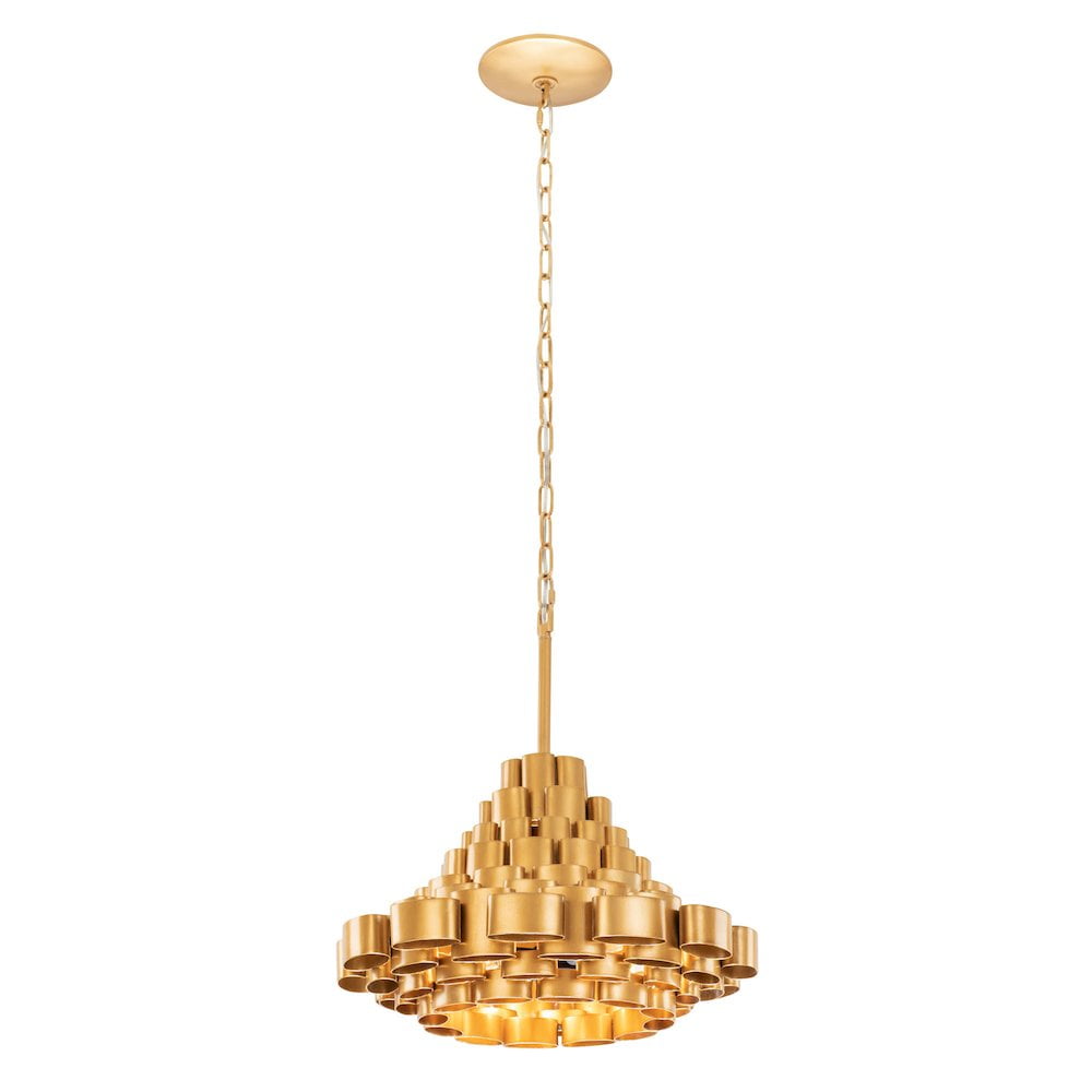Varaluz Totally Tubular 4-Lt Pendant - Antique Gold/Carbon Black