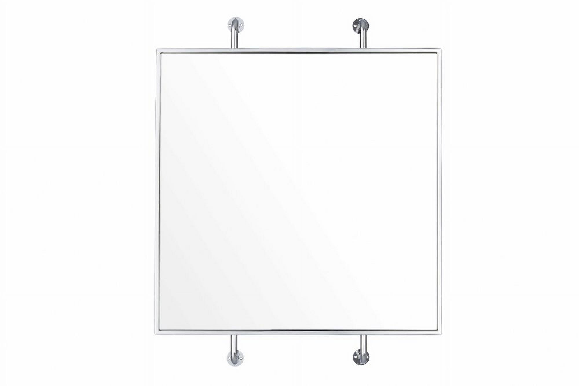 Tycho Industrial Rectangular Wall Mirror in Polished Nickel, 32x26"