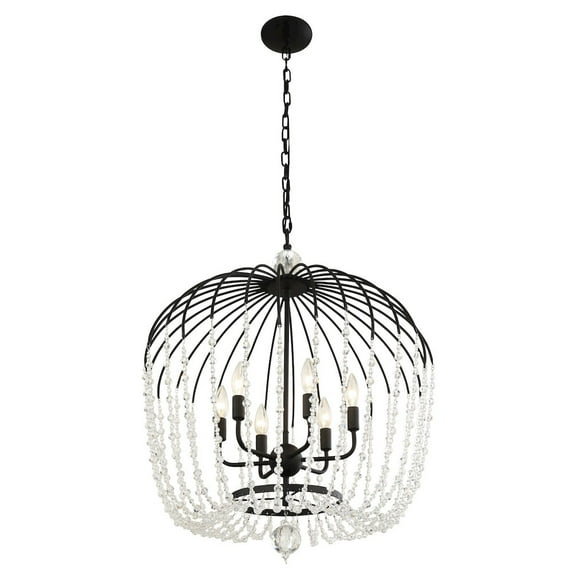 Varaluz Voliere 6-Lt Crystal Tall Pendant - Matte Black