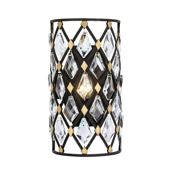Varaluz Windsor 1-Lt Crystal Sconce - Carbon/Havana Gold