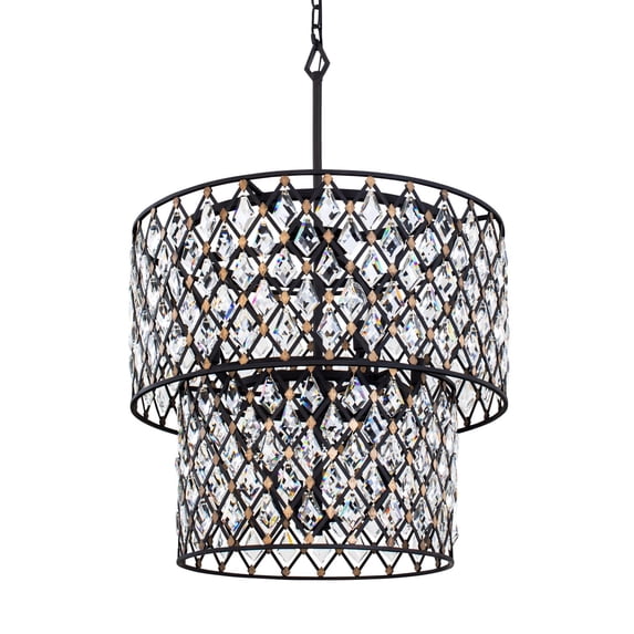 345C07CBHG-Varaluz Lighting-Windsor 7-Light Chandelier in Glam Style 27.75 Inches Tall and 24.75 Wide-Carbon/Havana Gold Finish -Traditional