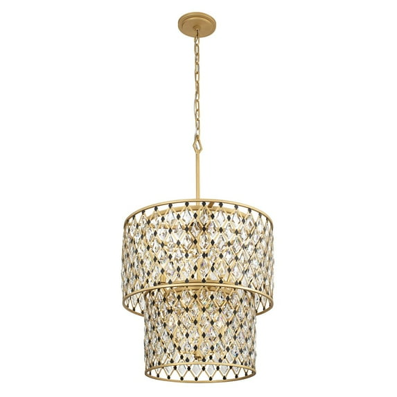 Varaluz Windsor 7-Lt 2-Tier Crystal Chandelier - French Gold/Matte Black