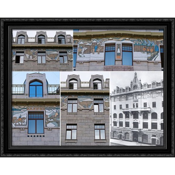 Varangian warriors 36x28 Large Black Ornate Wood Framed Canvas Art by Nicholas Roerich