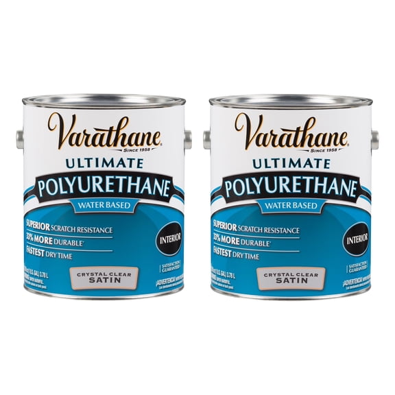 2-pack Varathane Ultimate Polyurethane Water-Based Satin - Durable Finish - 2 Pack, Gallon — Exterior Wood Surfaces, UV-Resistant Formula