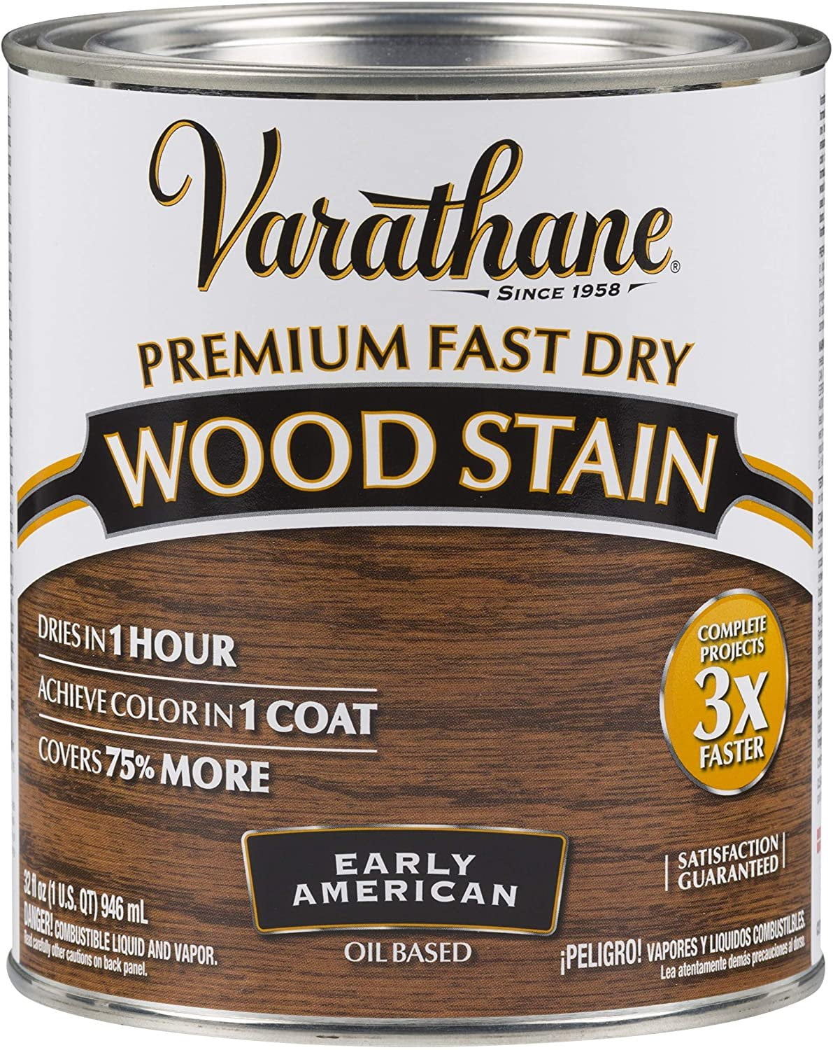 Varathane 262005 Premium Fast Dry Wood Stain, Quart, Early American