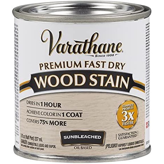 Varathane 262030 Premium Fast Dry Wood Stain, Half Pint, Sunbleached