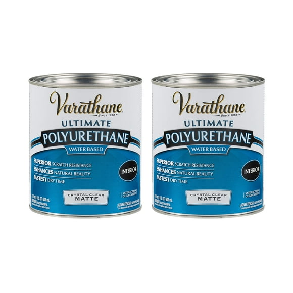 Varathane 262074-2PK Water-Based Ultimate Polyurethane, Quart, Matte, 2 Pack