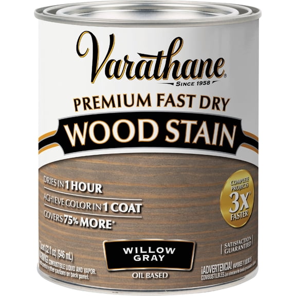 Varathane 357180 Oil Based Semi Transparent Wood Stain, Willow Gray, 1 Quart