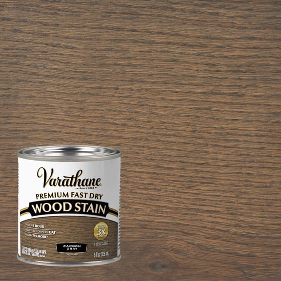 Varathane Premium Fast Dry Wood Stain | 1 Hour Dry Time | 1 Coat Color | Interior Wood Stain | Furniture, Cabinets, Doors, Trim | Half Pint | Carbon Gray