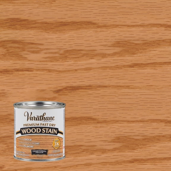 Varathane Premium Fast Dry Wood Stain | 1 Hour Dry Time | 1 Coat Color | Interior Wood Stain | Furniture, Cabinets, Doors, Trim | Half Pint | Traditional Pecan