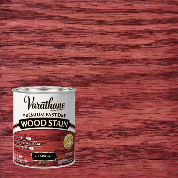 Varathane Premium Fast Dry Wood Stain | 1 Hour Dry Time | 1 Coat Color | Interior Wood Stain | Furniture, Cabinets, Doors, Trim | Quart | Cabernet