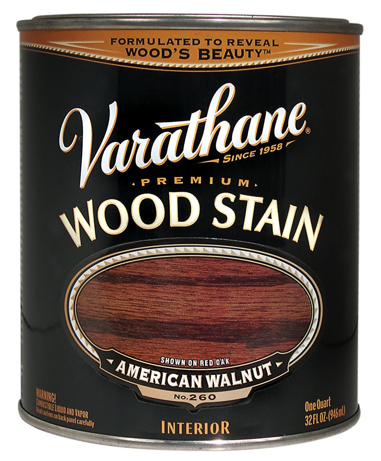 American Walnut, Varathane Premium Oil-Based Interior Wood Stain-211727H, Quart