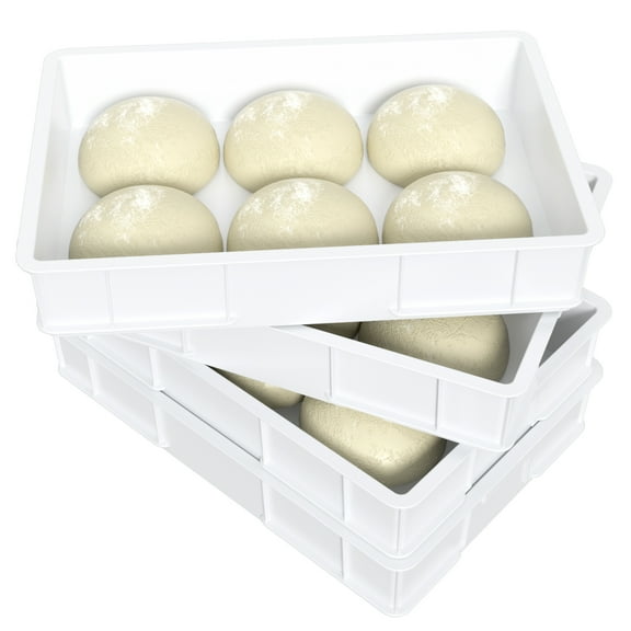 Vareone 4 Packs Pizza Dough Proofing Tray, Stackable Commercial Proofing Boxes, White