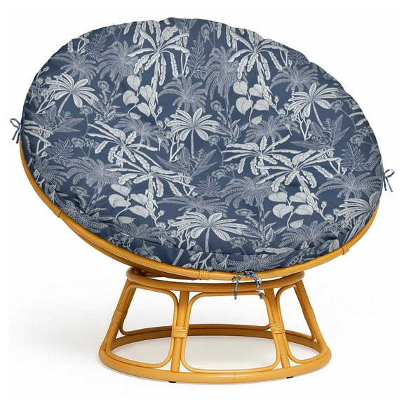 Vargottam 55 Inch Papasan Cushion Cover - Waterproof Outdoor Slipcover with 8 Ties & Side Zipper - Replacement Cover Only - Leaves Theme