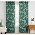 thumbnail image 1 of Vargottam 84 Inch Rod Pocket/Back Tab Cotton Curtains for Windows and Doors - Light Filtering Cotton Canvas - Light Filtering Drapes for Doors - Set of 2 Panels, 52"x84" - Floral Design (Green), 1 of 8