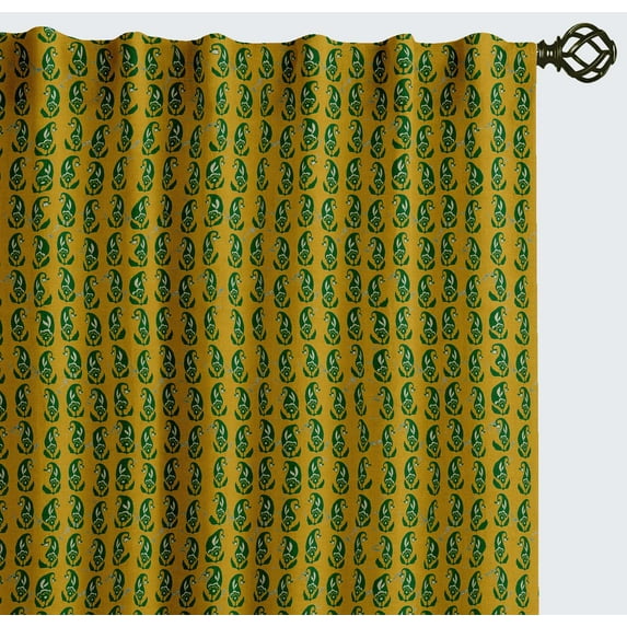 Vargottam 84 Inch Rod Pocket/Back Tab Cotton Curtains for Windows and Doors - Light Filtering Cotton - Light Filtering Drapes For Doors - Set of 2 Panels, 52"x84" - Botanical Print (Yellow)