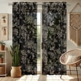 thumbnail image 1 of Vargottam Black Floral And Bird Print Extra Long Sheer Curtains for Double Height Windows & Doors - Set of 2 Panels, 108", Grommet Top, Light Filtering Printed Georgette Drapes, 1 of 9