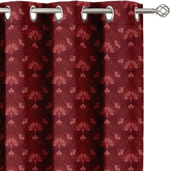 Vargottam Block Design Blackout Curtains - Set of 2 Panels, 42 x 108 Inches Each - Light Blocking & Thermal Insulated Drapes with Grommet Top for Bedroom & Living Room - Maroon