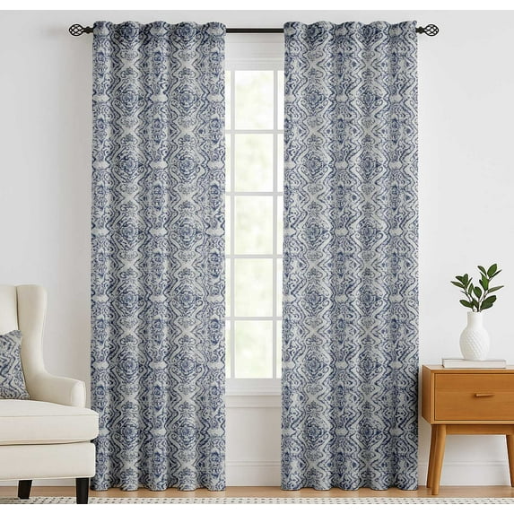 Vargottam Cotton Curtains for Windows - 3-in-1 Rod Pocket/Back Tab Short Window Drapes - Light Filtering Cotton Canvas Panels - Set of 2, 52"x63" - Texture Print (Gray)