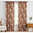 thumbnail image 1 of Vargottam Cotton Curtains for Windows - 3-in-1 Rod Pocket/Back Tab Short Window Drapes - Light Filtering Cotton Panels - Set of 2, 52"x63" - Fruits Pattern (Brown), 1 of 8
