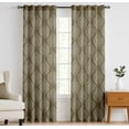 thumbnail image 1 of Vargottam Cotton Curtains for Windows - 3-in-1 Rod Pocket/Back Tab Short Window Drapes - Light Filtering Cotton Panels - Set of 2, 52"x63" - Leaf Block Pattern (Green), 1 of 8