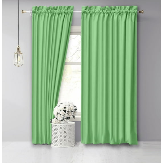 Vargottam Cotton Slub Lime Green Curtains 84 Inch Long Window/Door Curtain 2 Panels Rod Pocket Window/Door Living Room Drapes