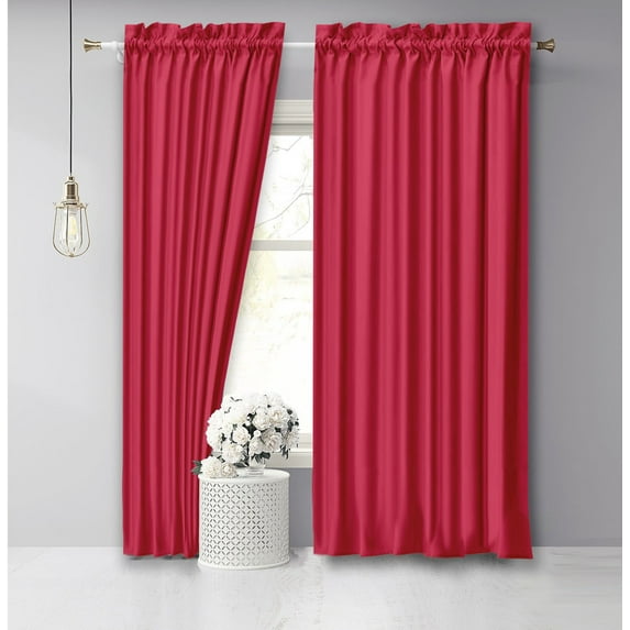 Vargottam Cotton Slub Magenta Curtains 56 Inch Window Curtain Rod Pocket Window Panels For Bedroom 2 Panels