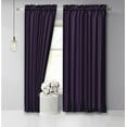 thumbnail image 1 of Vargottam Cotton Slub Purple Curtains 46 Inch Window Curtain 2-Panel Rod Pocket Living Room Drapes Curtain Set, 1 of 9