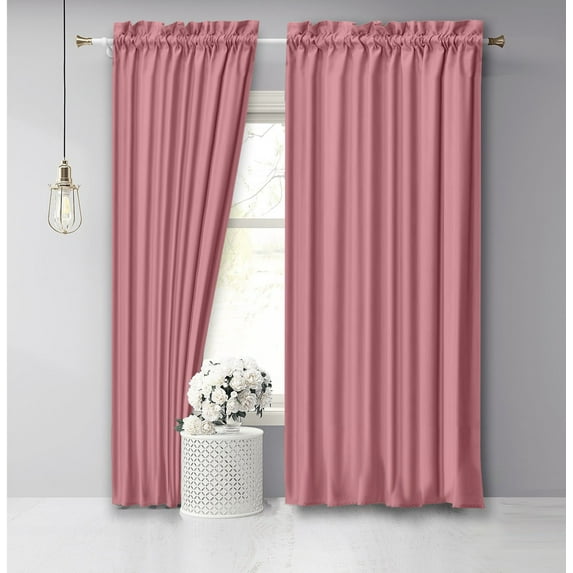 Vargottam Cotton Slub Rose Pink Curtains 56 Inch Window Curtain Rod Pocket Window Panels For Bedroom 2 Panels
