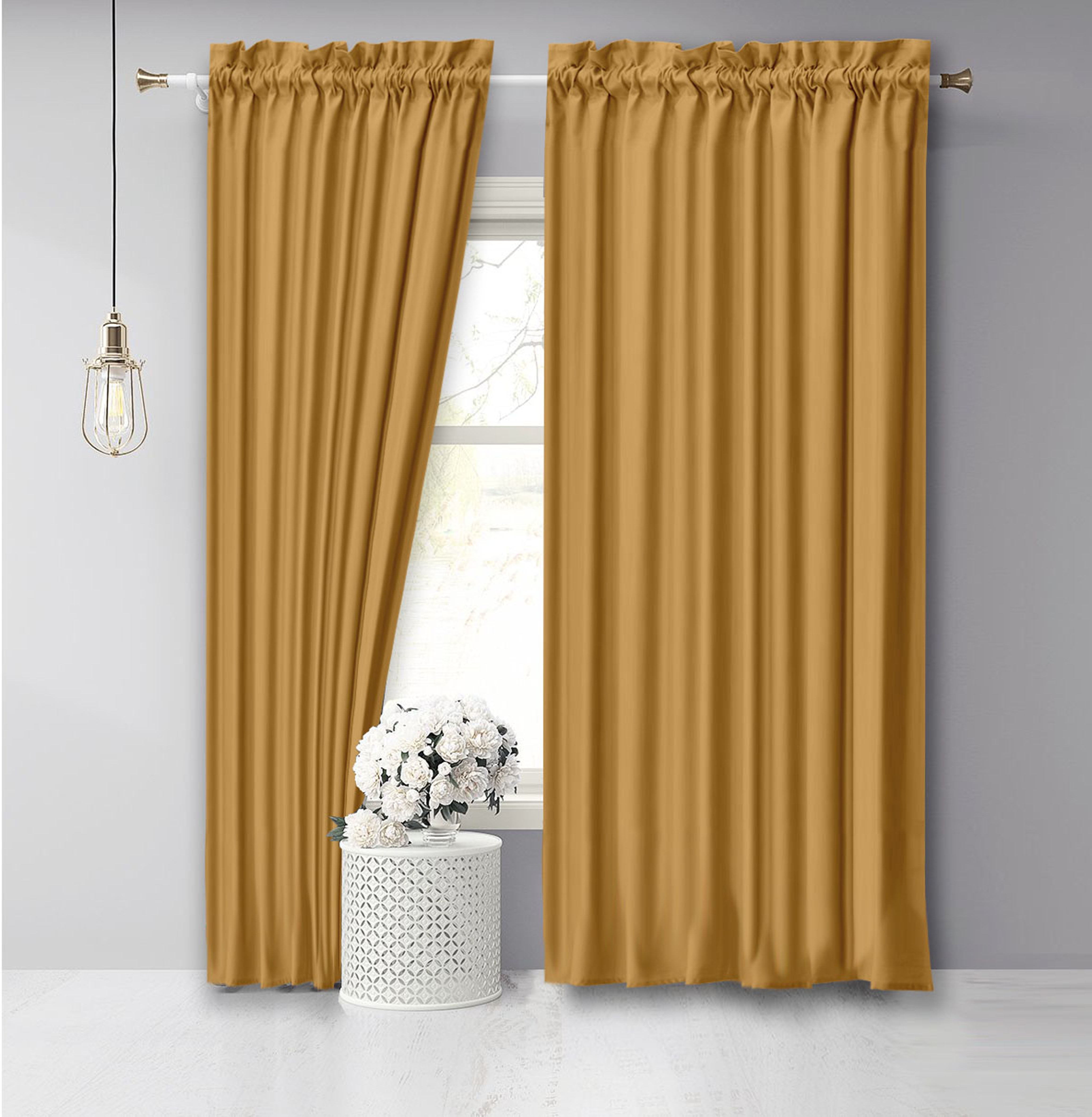 Vargottam Cotton Slub Yellow Curtains 72 Inch Long Window Curtain Rod ...