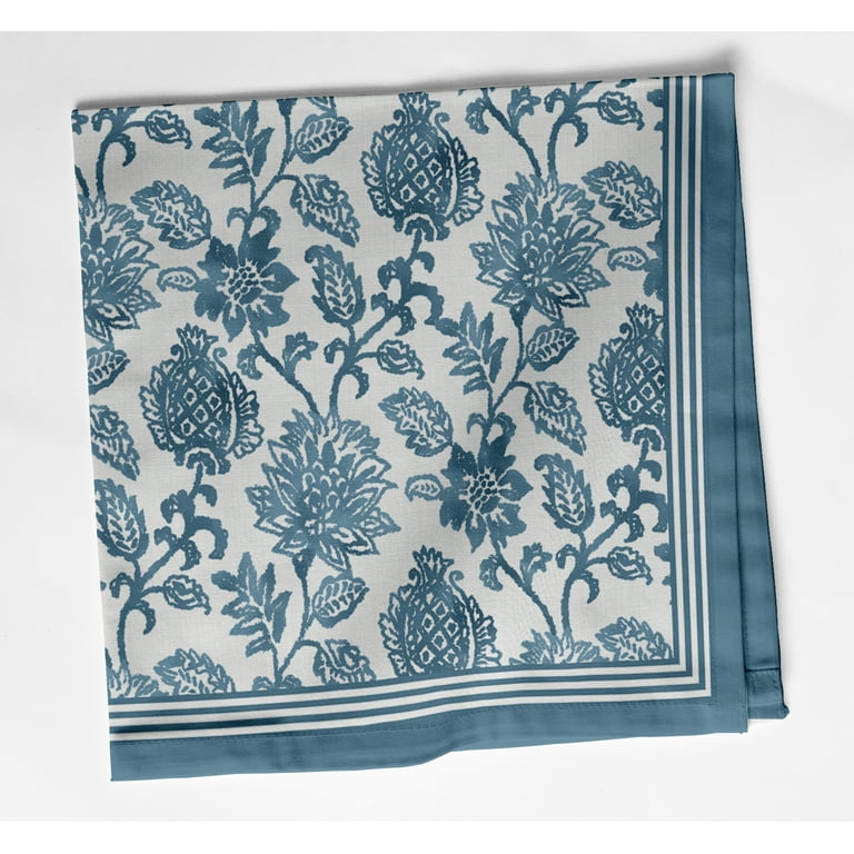 Hand Block Printed Cotton Napkins: Indian Floral Cloth, Set Of 20X20 Inches Dinner Napkin