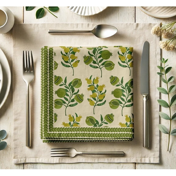 Vargottam Designer Cotton Twill Napkins - Set of 12, 20-Inch, Fruits Design, Durable & Absorbent Cloth Napkins for Dining, Parties, and Home Decor - Machine Washable