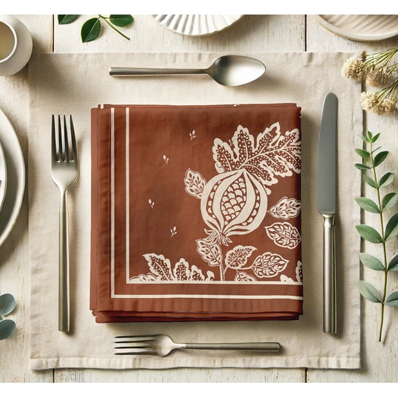 Vargottam Designer Cotton Twill Napkins - Set of 12, 20-Inch, Fruits Design, Durable & Absorbent Cloth Napkins for Dining, Parties, and Home Decor - Machine Washable