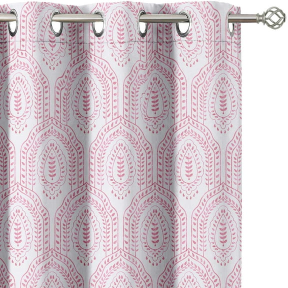 Vargottam Dome Design Blackout Curtains - Set of 2 Panels, 42 x 108 Inches Each - Light Blocking & Thermal Insulated Drapes with Grommet Top for Bedroom & Living Room - Pink