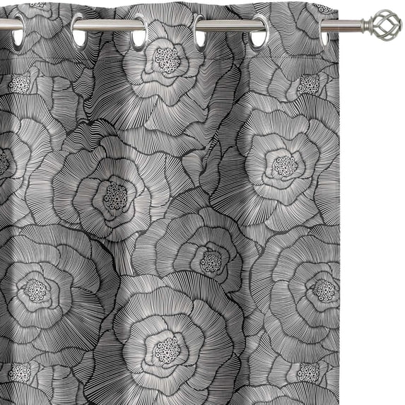 Vargottam Elegant Gray Floral Pattern Curtains - Set of 2 Blackout Panels, 52 x 96 Inches - Noise Reducing & Energy-Efficient Room Darkening Window/Door Drapes for Modern Home Decor- Gray