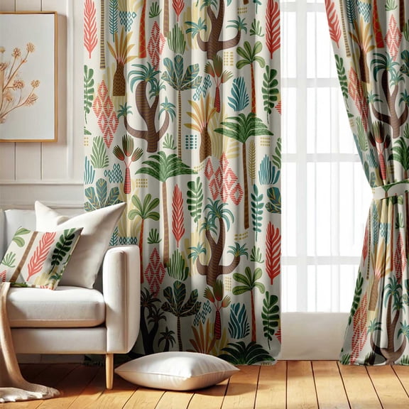 Vargottam Elegant Tropical Pattern Curtains - Set of 2 Blackout Panels, 42 x 63 Inches - Noise Reducing & Energy-Efficient Room Darkening Window/Door Drapes for Modern Home Dcor- Multicolor